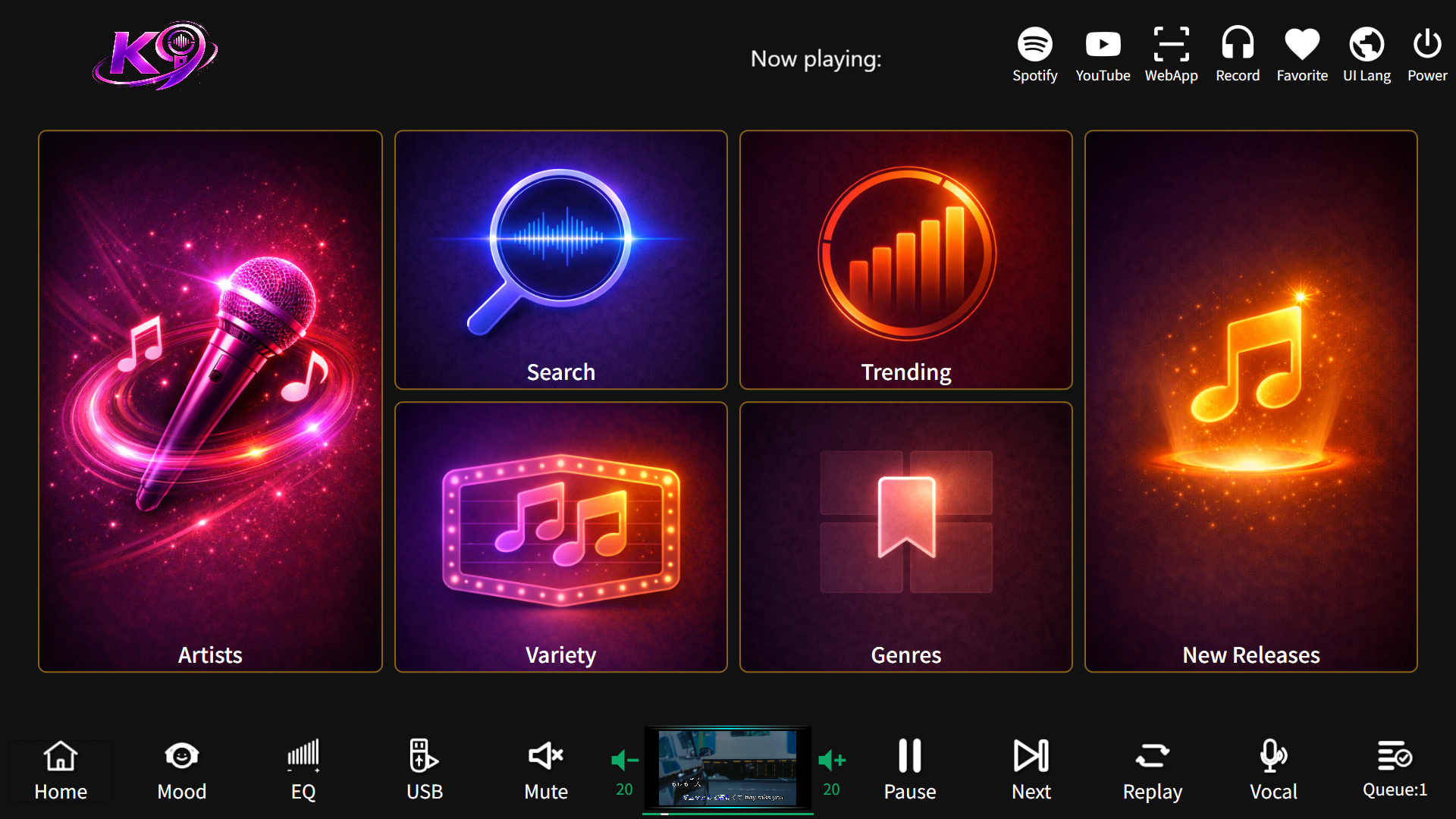 K9 Karaoke System English User Interface Preview